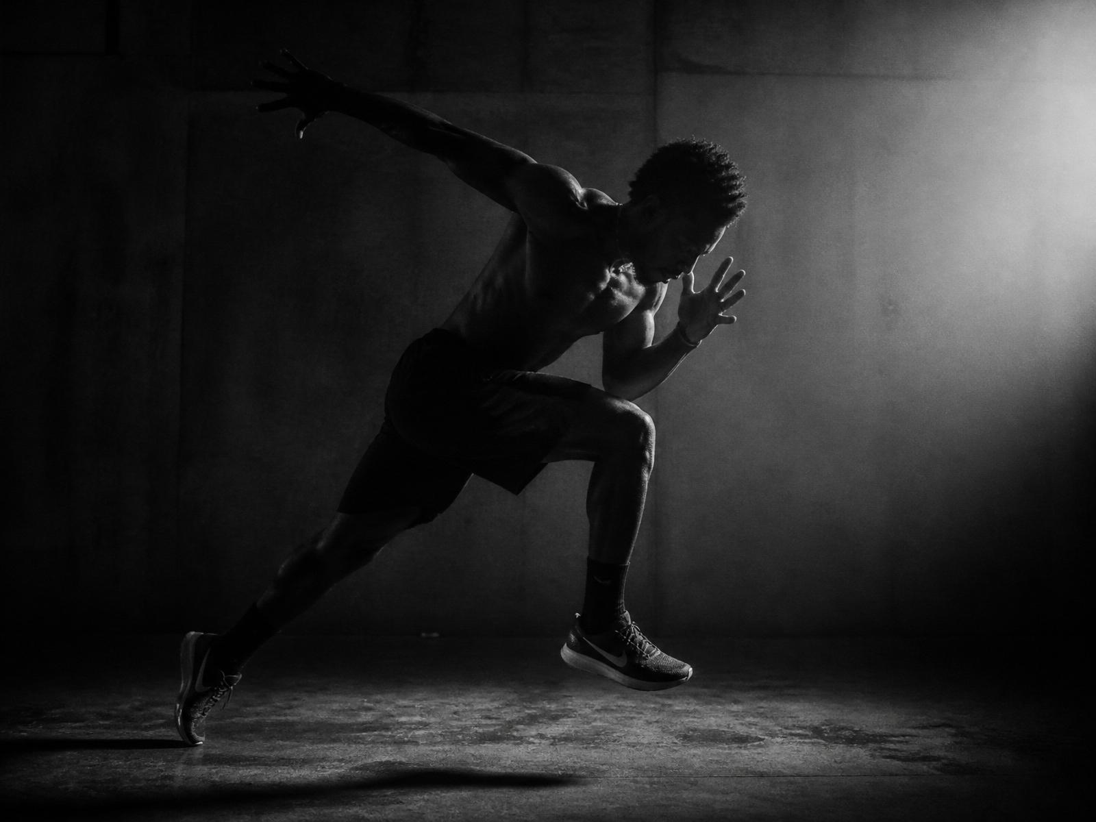 Athlete mid-explosive movement